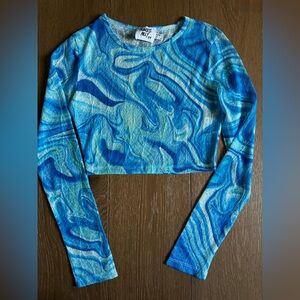 Princess Polly Swirl Blue Long Sleeve Top